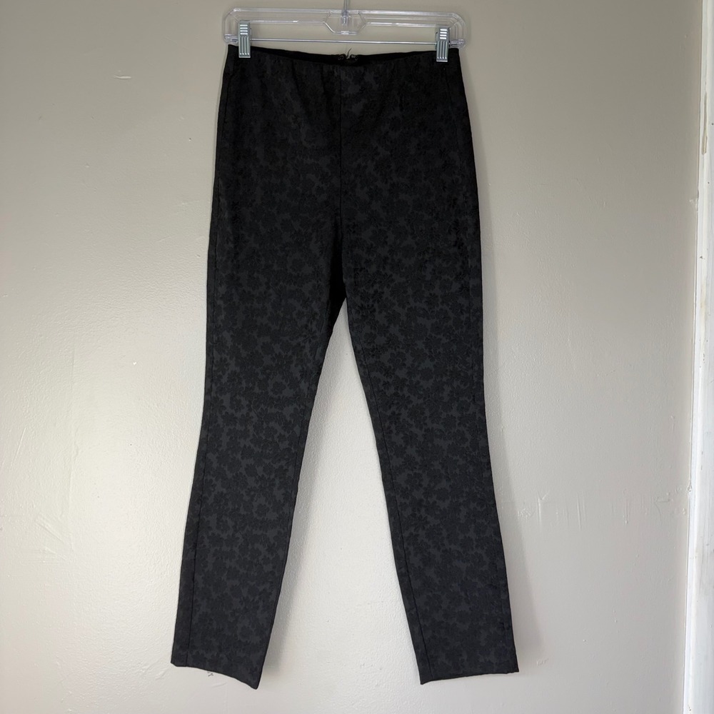 Rag & Bone Black Floral Jacquard Slim Trousers Pants Back Zip Made in USA 6